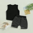 thumbnail image 3 of Bagilaanoe Summer Toddler Baby Boy Clothes Set Summer Outfits Sleeveless Tank Tops Striped Shorts 2PCS, 3 of 6