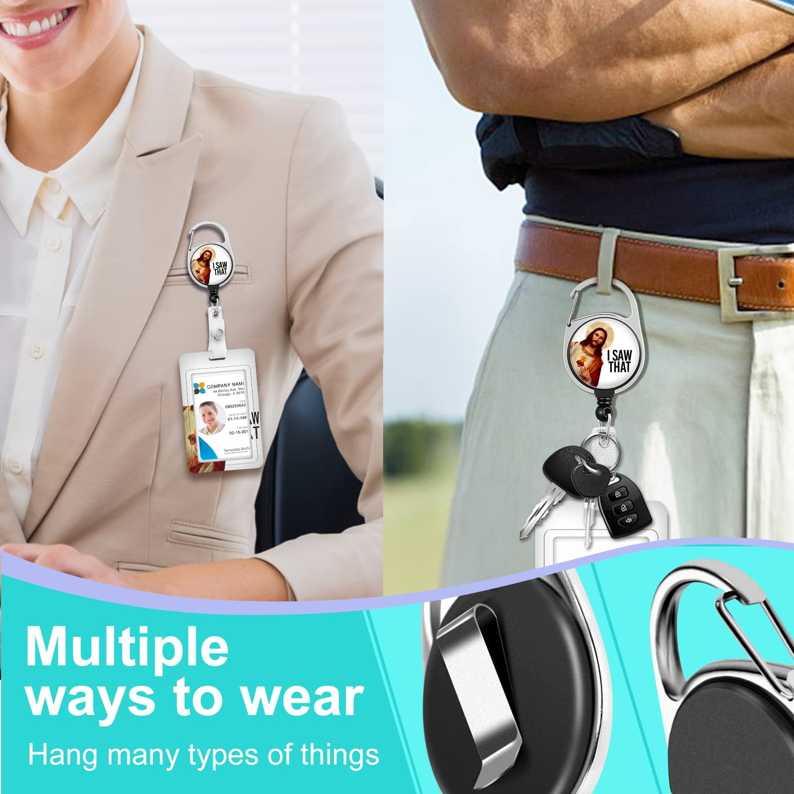 ID Badge Holder with Lanyard and Retractable Badge Reel Belt Clip