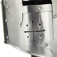 thumbnail image 5 of 18" Silver Metal Replica Medieval Knight Crusader Mask Helmet with Black Wood Stand, by DecMode, 5 of 9