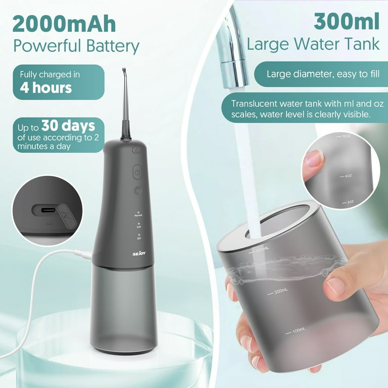 Sejoy Cordless Oral Irrigator, Professional Dental Water Flosser