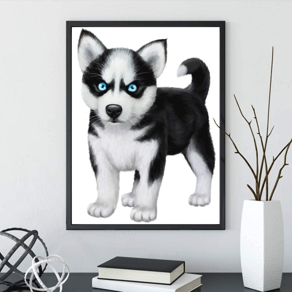 YSCOLOR Diamond Painting Diy Diamante Bordado Perro Husky 5D Diamante Pintura Animales Imágenes Redondas Completas De Diamantes De Imitación Etiqueta De La Pared 30X40cm