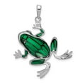 thumbnail image 3 of Finest Gold Sterling Silver Polished Enameled Green Frog Pendant, 3 of 3