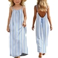 thumbnail image 2 of HAOTAGS Girls Maxi Dresses,Back Tie Long Tank Cotton Cami Gown Stripe Tween Beach Sundress Light Blue 9-10, 2 of 9