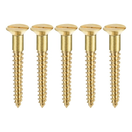 

Uxcell M4 x 40mm Wood Screws Slotted Flat Head Brass Self-Tapping Screw 20 Pack