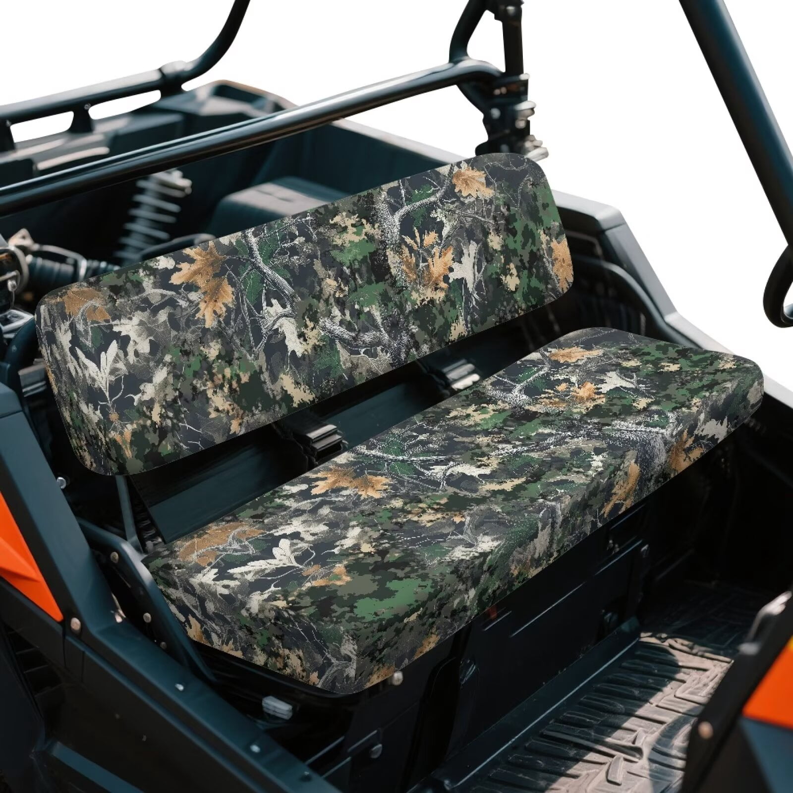 XYZCANDO Green Camo Forests UTV Seat Covers for Kawasaki Mule 3000 2 Pieces UTV Seats Cover Accessory Part Mule Accessory Parts Replacement Bench Seat Covers Full Protection