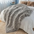 thumbnail image 4 of Fuzzy Faux Fur Throw Blanket Frosty Grey Super Soft Cozy Plush Fuzzy Shaggy Blanket for Couch Sofa Bed (Frosty Grey, Throw(50"x60")), 4 of 12