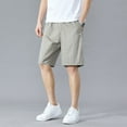thumbnail image 3 of SWSMCLT Men's Cotton Cargo Shorts Mid Rise Shorts Gym Cargo Elastic Casual Bermuda Walking Shorts Knee Length Pocket Light Grey 32, 3 of 4