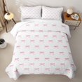 thumbnail image 2 of Erosebridal Watercolor Simple Bow Bed Spread Queen for Teens, Pale Pink Ink Ribbon Queen Coverlet Set, 3 Pieces, 2 of 7