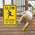 thumbnail image 3 of 8 x 12 inch “Slow - Children at Play” Metal Sign, Screen Printed, 63 mil Laminated Rustproof Aluminum, Black and Yellow, 3 of 5