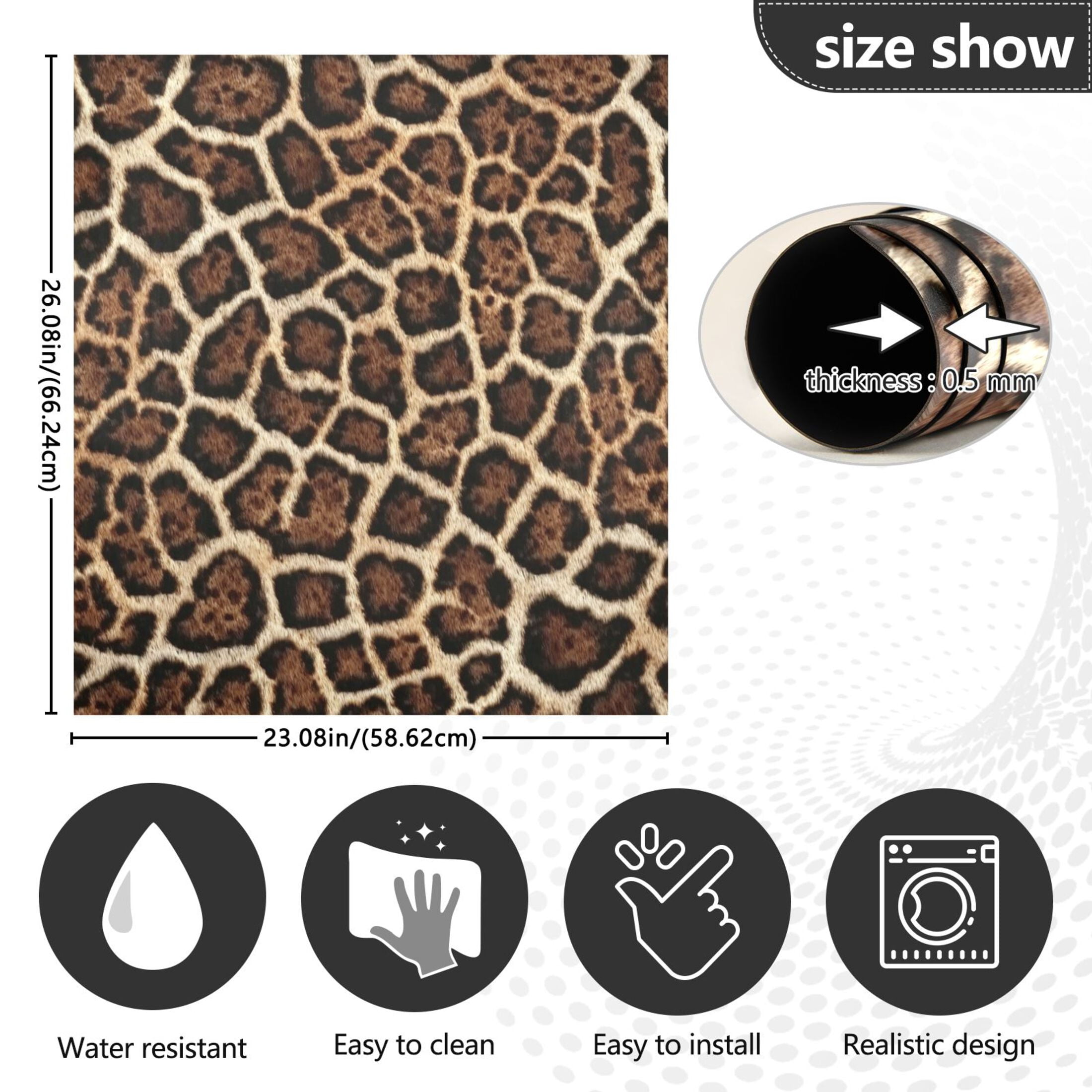 IAUYY Magnetic decorative sticker - 23x26 Inch PVC Refrigerator Decorative Cover, Removable DIY Art for Kitchen Appliances Leopard