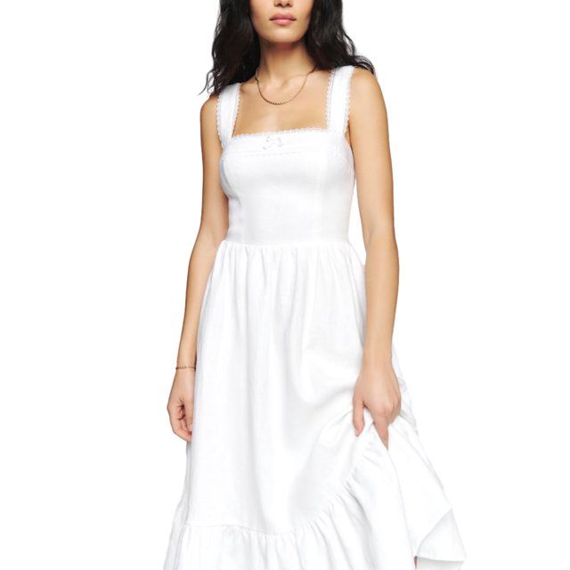 ZAXARRA Robe Midi Décontractée d'Été pour Femmes Couleur Unie/imprimé Floral Sans Manches Dos Nu à Volants Robe Trapèze Mode Soirée