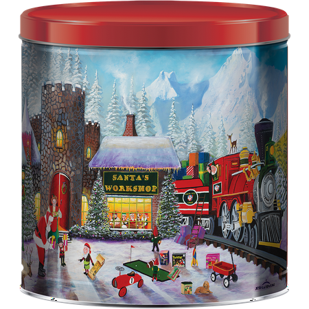 Great Value Christmas Popcorn Tin, Santas Workshop, Assorted Popcorn, 21 oz.