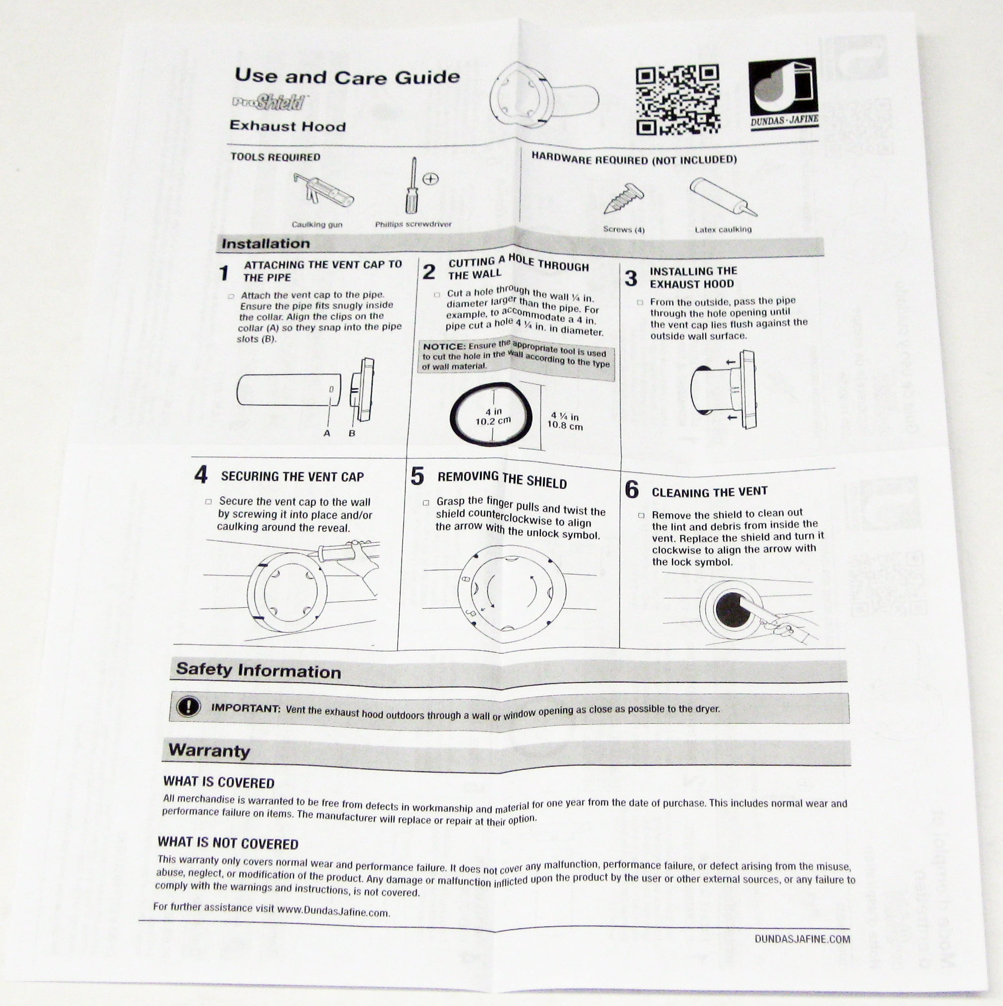 Dundas Jafine ProShield 4 In. White Plastic Dryer Vent Hood BPSH4WZW