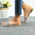 thumbnail image 2 of GJPBGK Women’s Rhinestone Slide Sandals Flat Open Toe Sandals One-Strap Slip-On Summer Slippers for Evenings, Travel, and Everyday Outfits, 2 of 6