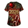 thumbnail image 5 of Garbnen Christmas Scrub Tops for Women Plus Size Stretchy Happy New Year 2026 Nurse Uniforms with Pocket V Neck Short Sleeve Scrub Top Women S-5XL, 5 of 5