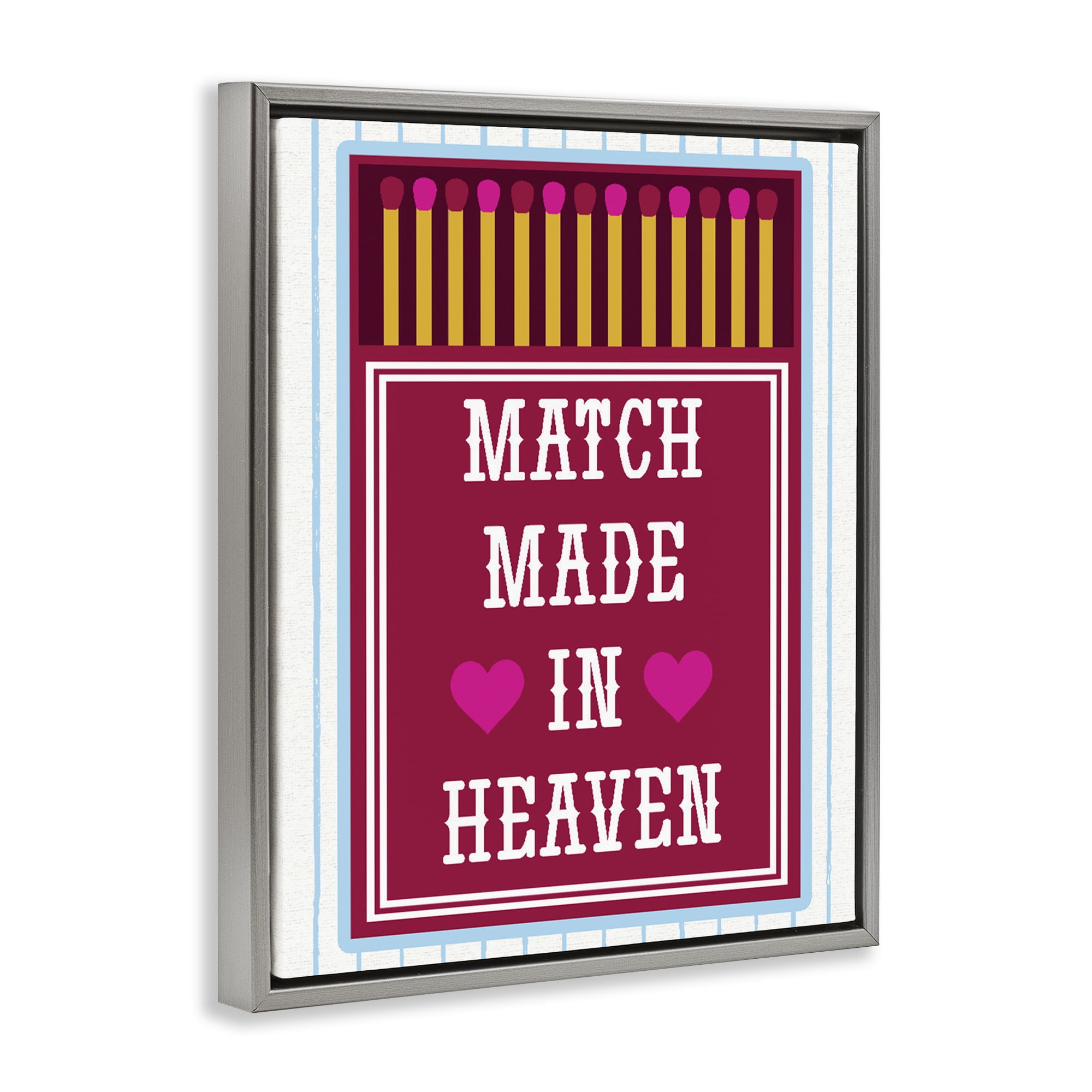 Stupell Industries Vintage Match Made In Heaven Gray Framed Floater Canvas Wall Art, design by Lil' Rue