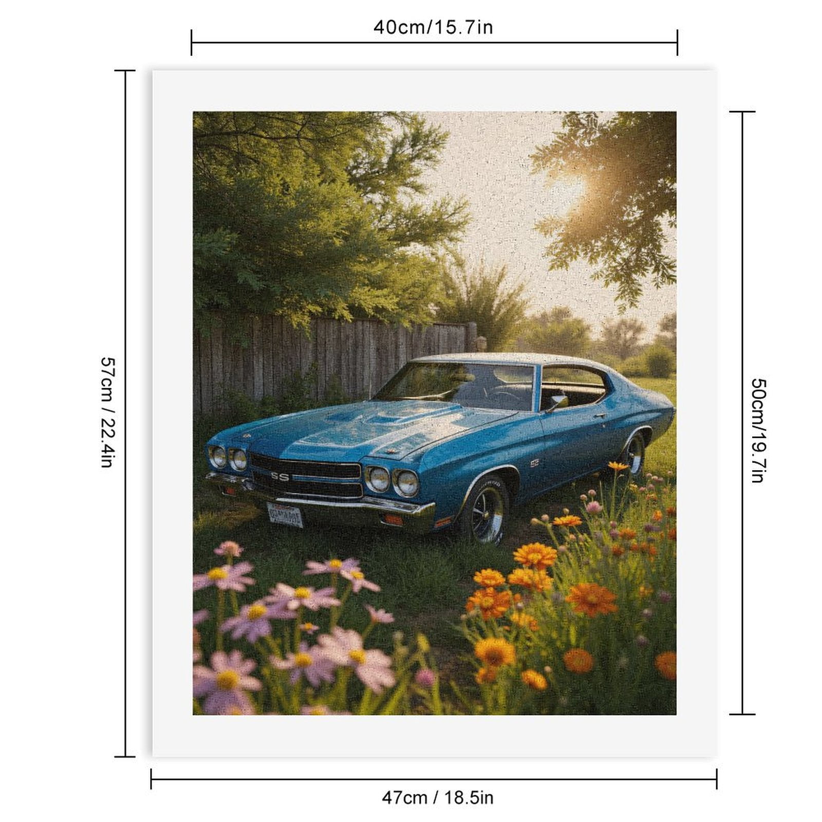 Paint By Numbers Kit for Adults Beginner - DIY Vintage Car Among Summer Blooms Canvas Painting Kits for Adults, Frameless Paint By Number for Adults for Home Wall Decor 16x20 Inch