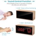 thumbnail image 3 of Reloj despertador digital de madera, reloj digital con 3 configuraciones de alarma, reloj despertador electrónico alimentado por USB Reloj despertador con repetición Pantalla LED de tiempo, temperatura y humedad, rojo Rojo Verde, 3 of 5