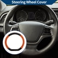 thumbnail image 2 of Funda para volante de cuero artificial PU Unique Bargains, protector de volante de automóvil de 14.96" naranja negro, patrón de fibra de carbono 1 Pc, 2 of 6