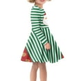 thumbnail image 2 of Renewold Green Stripe Dress for Teen Girls Long Sleeve Crew Neck Santa Snowflake T-Shirt Sundress Size XL Cozy Up Stretchy Skater Dresses,Christmas Day, 2 of 4