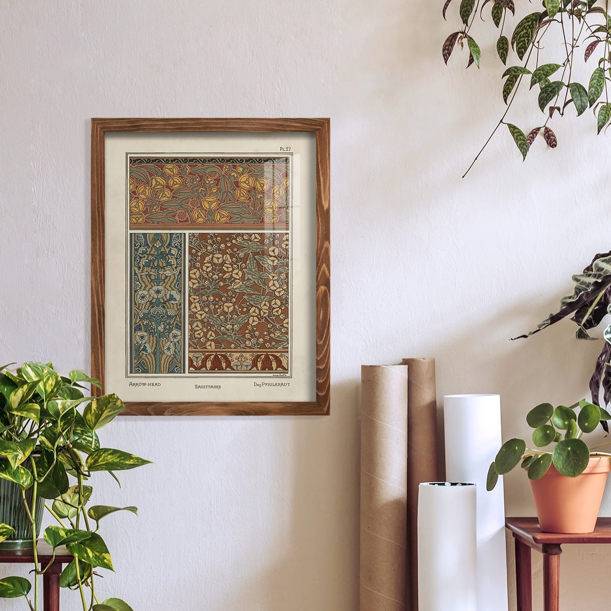Nouveau Decorative II - Framed Print w/glass - Walnut