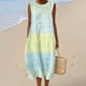 thumbnail image 2 of Vestido largo Akivide para mujer, estampado floral bohemio de verano con bolsillos, 2 of 3