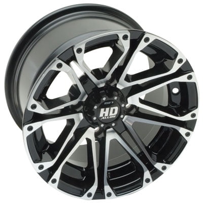 4/110 STI HD3 Alloy Wheel 14x7 5.0 + 2.0 Black Machined for Yamaha GRIZZLY 660 4x4 (Best Rims For Sti)