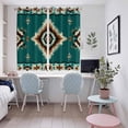 thumbnail image 5 of Green Southwestern Kitchen Curtains 72 Inch Length, Boho Ethnic Geometric Retro Grommet Top Bedroom Living Room Curtains, Light Filtering Cafe Curtain Drapes 2 Panels Set 104''x72'', 5 of 9