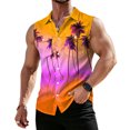 thumbnail image 2 of longantii Shirts for Men Hawaiian Casual Button-Down Tshirts Lightweight Sleeveless Pullovers with Chest Pockets 2026 New Floral Print Summer Shirt for Vacation Orange L, 2 of 7