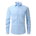 thumbnail image 2 of LODIENY Men's Dress Shirts Long Sleeve Stretch Wrinkle Free Slim Fit Wedding Formal Shirt Casual Button Down Work Business T-Shirts Light Blue XXL, 2 of 4
