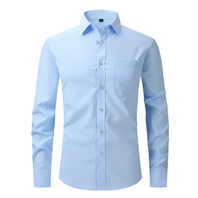 LOVZFMLL Men's Shirts, Solid Classic Button-Down Shirt, Casual Essential Everyday Versatile for Work Business, V-Neck Relaxed Fit Long Sleeve Fall Clothes