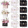 thumbnail image 1 of Nvzi 8 cajas de regalo de papel con flores, bolsas para ramos, cajas de flores con asa, cajas para arreglos florales, bolsas para envolver regalos de boda y San Valentín (blanco y negro), 1 of 5