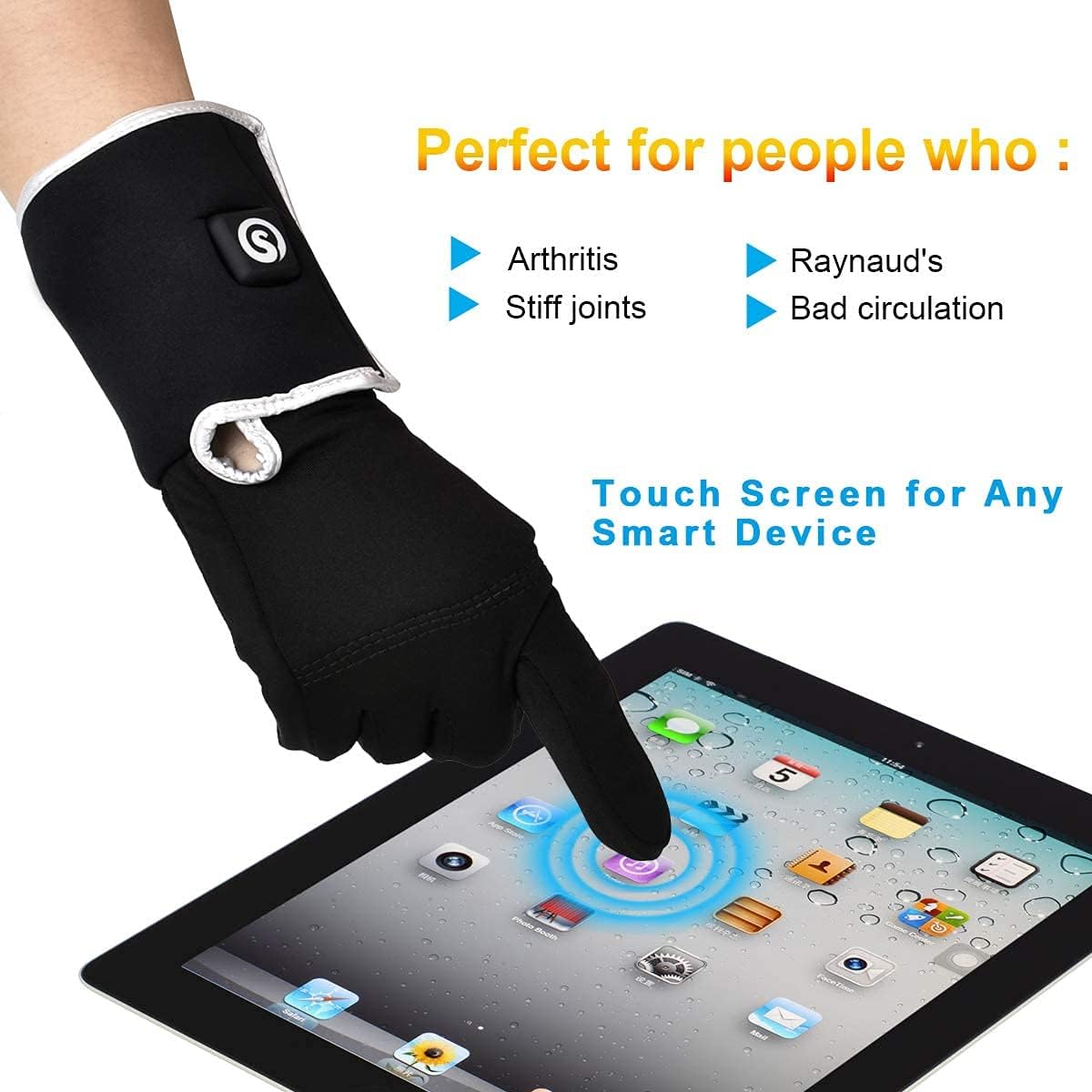 SNOW DEER Heated Glove Liners Men Women,Rechargeable Battery Heated Motorcycle Ski Snow Warmer Gloves