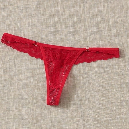 Women Lace Thongs String Transparent Underwear Sexy G String T Back Panty Breathable Panties Womens Sexy Seamless Lingerie Red L