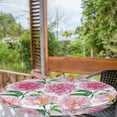 thumbnail image 2 of Ambesonne Floral Fitted Round Tablecloth, Camellias and Peonies Art, 45"- 56" Diameter, Pink White and Green, 2 of 5