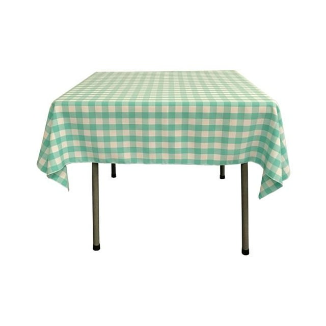 LA Linen TCcheck58x58-MintK44 Polyester Gingham Checkered Square Tablecloth, White & Mint - 58 x 58 in.