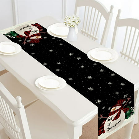 

Goory Desktop Decor Multi-color Christmas Table Flag Snowflake Printed Solid Xmas Placemat Tree Print Party Durable Plaid Decorative Rectangular Style D