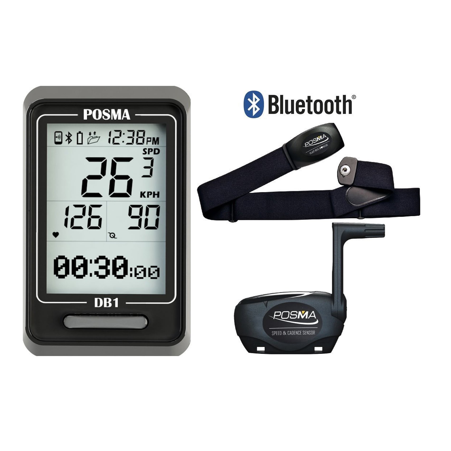 POSMA DB1 BLE4.0 Cycling Computer Speedometer Odometer with Heart Rate