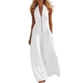 thumbnail image 2 of Purcolt Women's Sleeveless Halter Neck Jumpsuits One Piece Wide Leg Long Pants Romper Zipper Front Pleated Beach Vacation Outfits with Pockets, 2 of 7