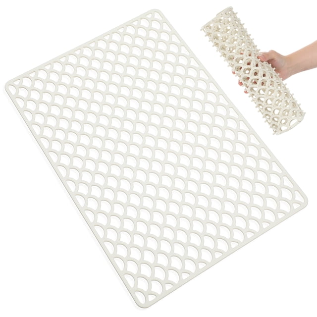 Hytrove Accesorio Flexible De Silicona Para Fregadero De Cocina Beige Con Textura Ondulada Antideslizante