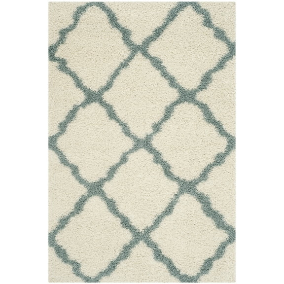 SAFAVIEH Dallas Logan Geometric Shag Area Rug, Ivory/Light Blue, 5'1" x 7'6"