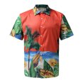 thumbnail image 4 of Camisas Vaqueras Para Hombre Manga Larga hombre Primavera Verano Top camisa Casual playa impreso Patchwork camisa manga corta Top playa camisa (Red, L), 4 of 6