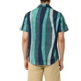 thumbnail image 3 of MODA NOVA Big & Tall Men's Vertical Striped Shirt Short Sleeve Hawaiian Shirt Green 3XLT, 3 of 5
