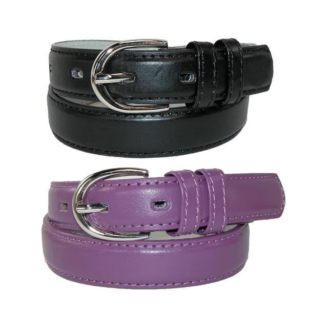 CTM® Kid's Basic Leather Dress Belt (Pack of 2 Colors)