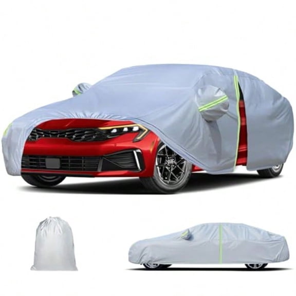 Waterproof Car Cover For 20212025 Kia K5 All Weather Custom Fit Full Exterior Covers With Zipper Door Windproof Bands For Snow Rain Dust Hail Protection