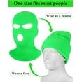 thumbnail image 2 of Unisex 3-Hole Knitted Ski Mask Full Face Mask Cover Neck Gaiter Winter Balaclava Warm Knit Beanie for Outdoor Sports (Bright Green), 2 of 6