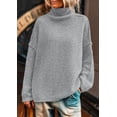 thumbnail image 4 of Suéter PRETTYGARDEN Mujer Cuello Alto Manga Larga Gris Claro, 4 of 7
