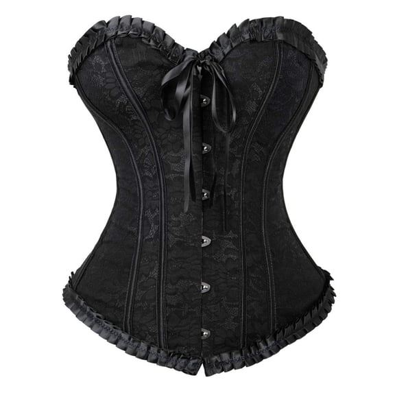 Women's Gothic Pattern Party Clubwear Corset Bustiers Top Black XS