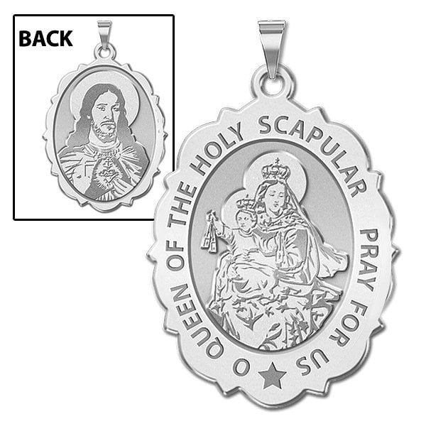 Sterling Silver PicturesOnGold.com Our Lady of Mount Carmel Religious Medal Oval 2//3 X 3//4 Inch Size of Nickel