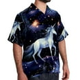 thumbnail image 2 of Starry Unicorn Men's Short Sleeve Hawaiian Beach Shirts, Casual Printed Button Down Spread Collar Tops, Summer Unisex Style, 2 of 6